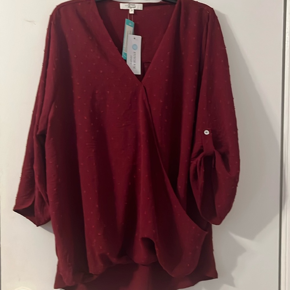 BEACON Allan Surplice Knot Detail Blouse 2X